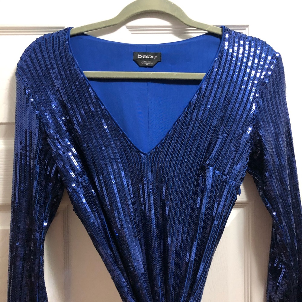 Bebe blue sequence dress